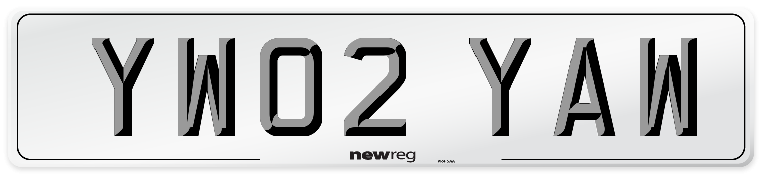 YW02 YAW Number Plate from New Reg
